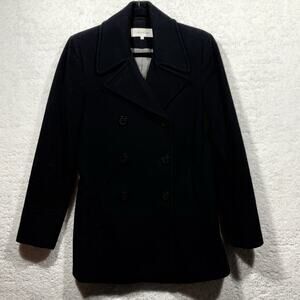 Calvin Klein Wool Cashmere Blend Peacoat Womens Size 4 Black Double Breasted